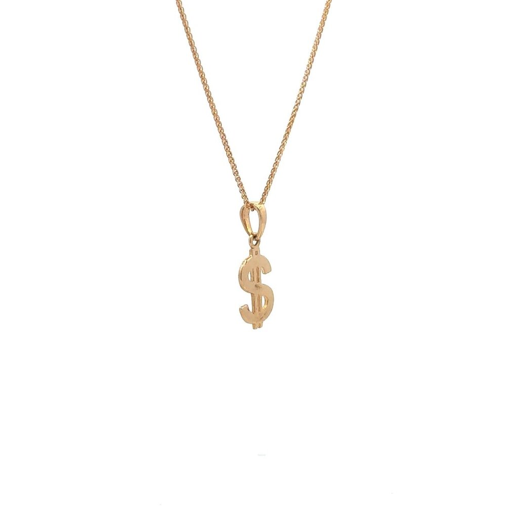 18K Gold Necklace Chain 17.75 inches Pendant Dollar Sign 2.43 grams - Picture 3 of 5